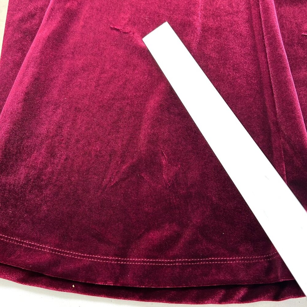 Marc Bouwer Unlimited Dress Size XL Burgundly Velvet Velour Long Sleeves V Neck - Picture 12 of 12